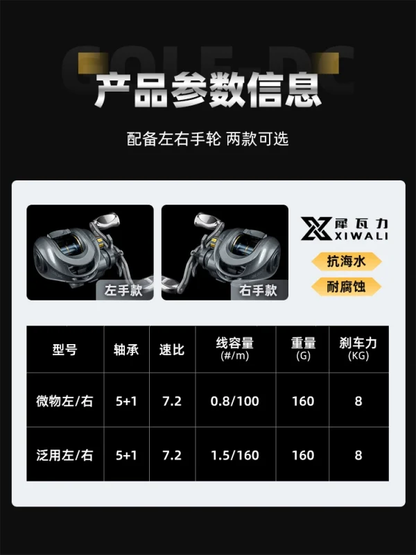 Xiwali DC Sao Sound Micro object Water Drop Wheel Double line Cup Long throw Anti explosion Line Yada Black Fan Dual brake Fishing Line Wheel - Image 5